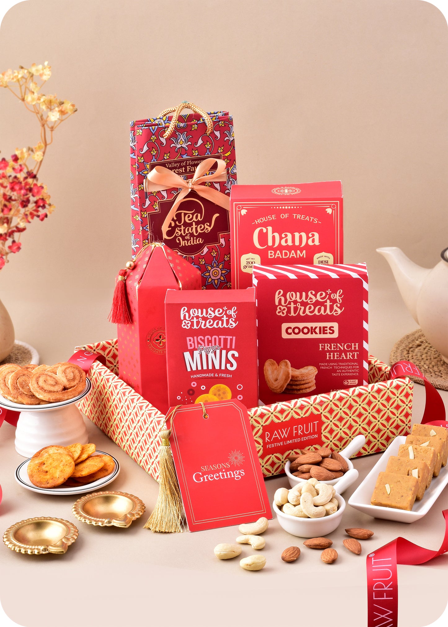 Diwali Delight Hamper Tray: DryFruits, Cookies, Snacks & Sweets