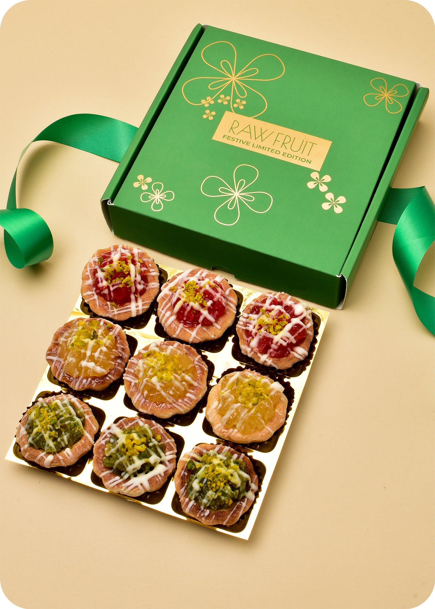 Gift Dryfruits Green Potli with Tarts