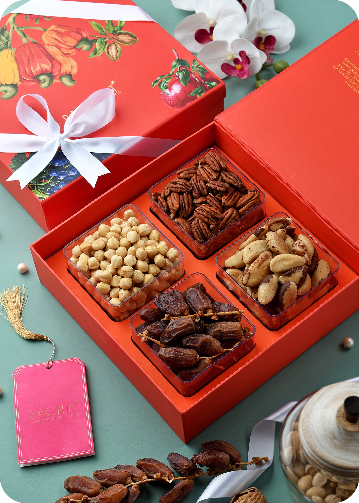 Exotic Tray : A Nutty Delight with Dates, Brazil Nuts, Hazelnuts, and Pecans