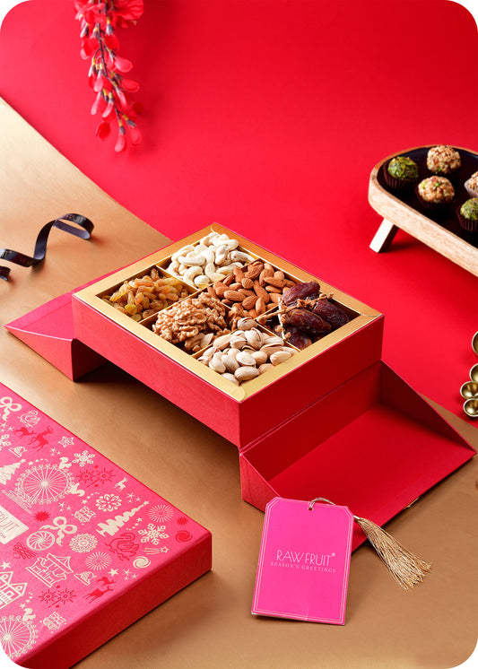 Seasons Greeting Gift Box with Dry Fruits (Basic) - Stand Box