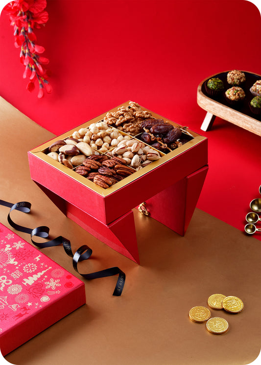 Seasons Greeting Gift Box with Dry Fruits (Premium) - Stand Box