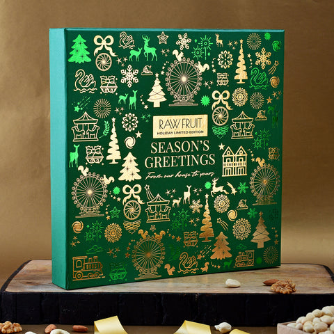 Seasons Greeting Gift Box with Dry Fruits - Jumbo pack in Green