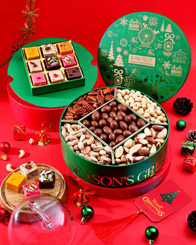 Christmas Gifts with Premium Dry Fruits, Dragees, & Fudge