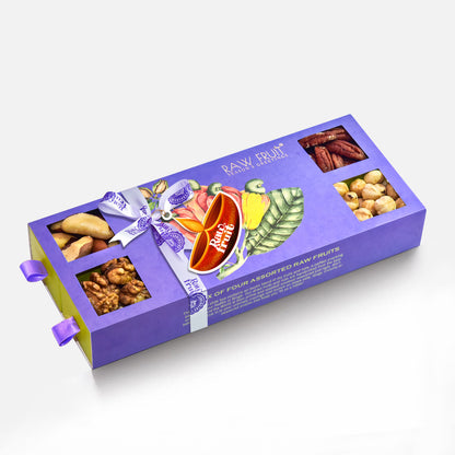 HyperFoods RawFruit Diwali gift Dry fruit box | Premium Box-II of 4 Dry fruit gift pack with Walnut Pecans Brazil Nut Hazel Nut | Diwali Gifts for family and friends Diwali Gift hampers - HyperFoods.in