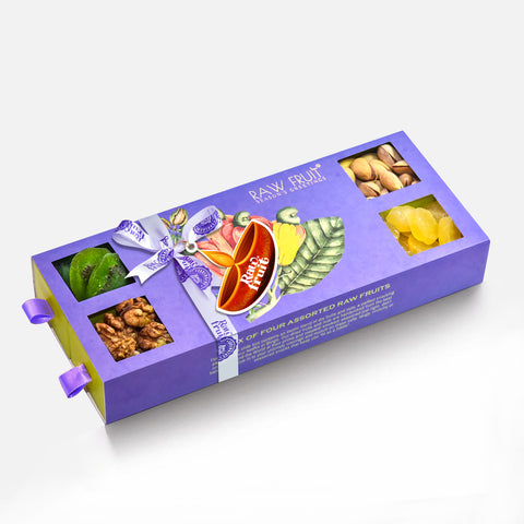 HyperFoods RawFruit Diwali gift Dry fruit box | JUMBO BOX-III of 4 Dry fruit gift pack with KIWI Pineapple Pistachio Walnut | Diwali Gifts for family and friends Diwali Gift hampers - HyperFoods.in