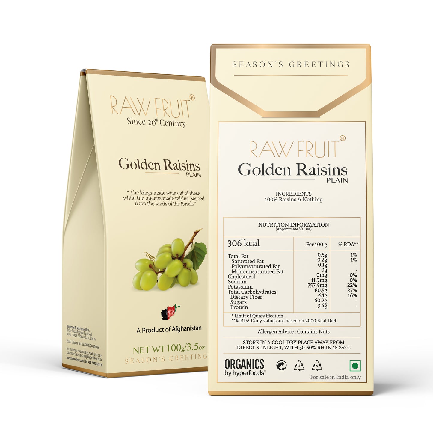 RawFruit Afghanistan Golden Raisins Pack