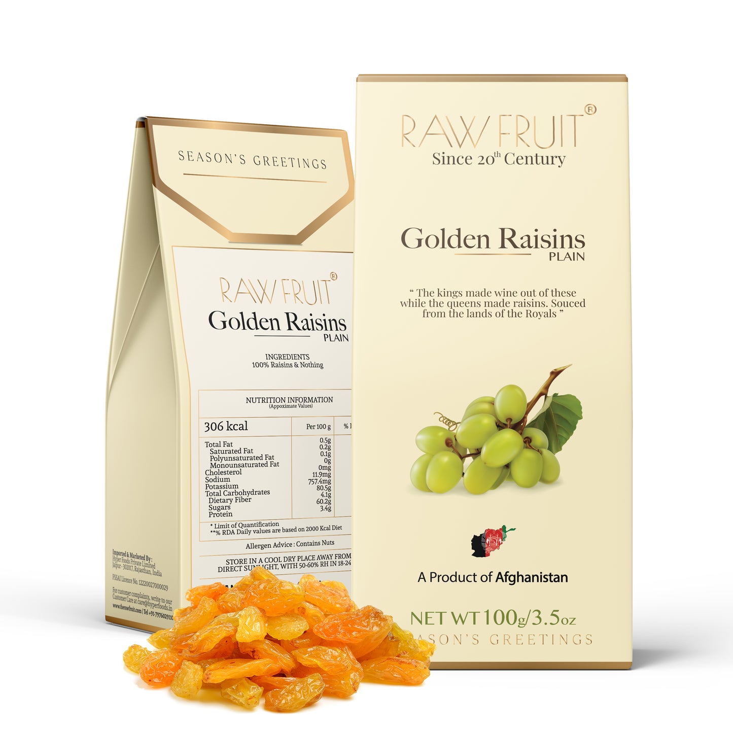 RawFruit Afghanistan Golden Raisins Pack