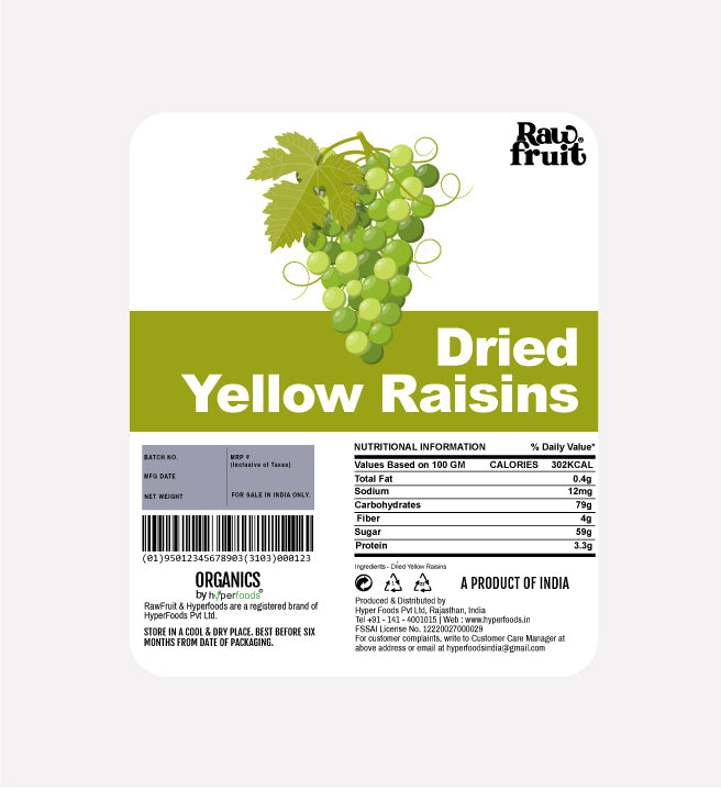 Raw Fruit Dried Golden Raisins